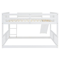 Full Over Full Bunk Bed with Ladder with Slide, White