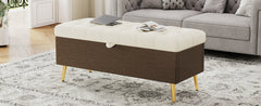 Modern Storage Ottoman Bench Upholstered Bedroom Bench Entryway Storage Ottoman Tufted Ottoman Bench for Living Room, Bedroom and Entryway, Beige