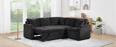 Sectional Sofa Bed L-shaped Sectional 81.9" Upholstered L-shaped Sofa with a Sofa Sleeper and a Hidden Storage Compartment for Living Room, Black