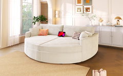 Oversized Double Chaise Lounge Sofa 102.3" Sofa Bed Upholstered Loveseat Sofa Couch with Deep Seat and USB Ports for Living Room, Beige