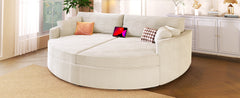 Oversized Double Chaise Lounge Sofa 102.3" Sofa Bed Upholstered Loveseat Sofa Couch with Deep Seat and USB Ports for Living Room, Beige