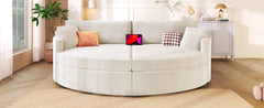 Oversized Double Chaise Lounge Sofa 102.3" Sofa Bed Upholstered Loveseat Sofa Couch with Deep Seat and USB Ports for Living Room, Beige
