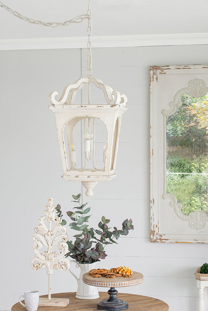 4 - Light Wood Chandelier, Hanging Light Fixture with Adjustable Chain for Kitchen Dining Room Foyer Entryway, Bulb Not Included