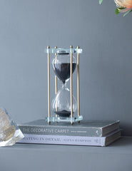 3x3x10" Black Hourglass, Framed with Crystal Stand, 30min