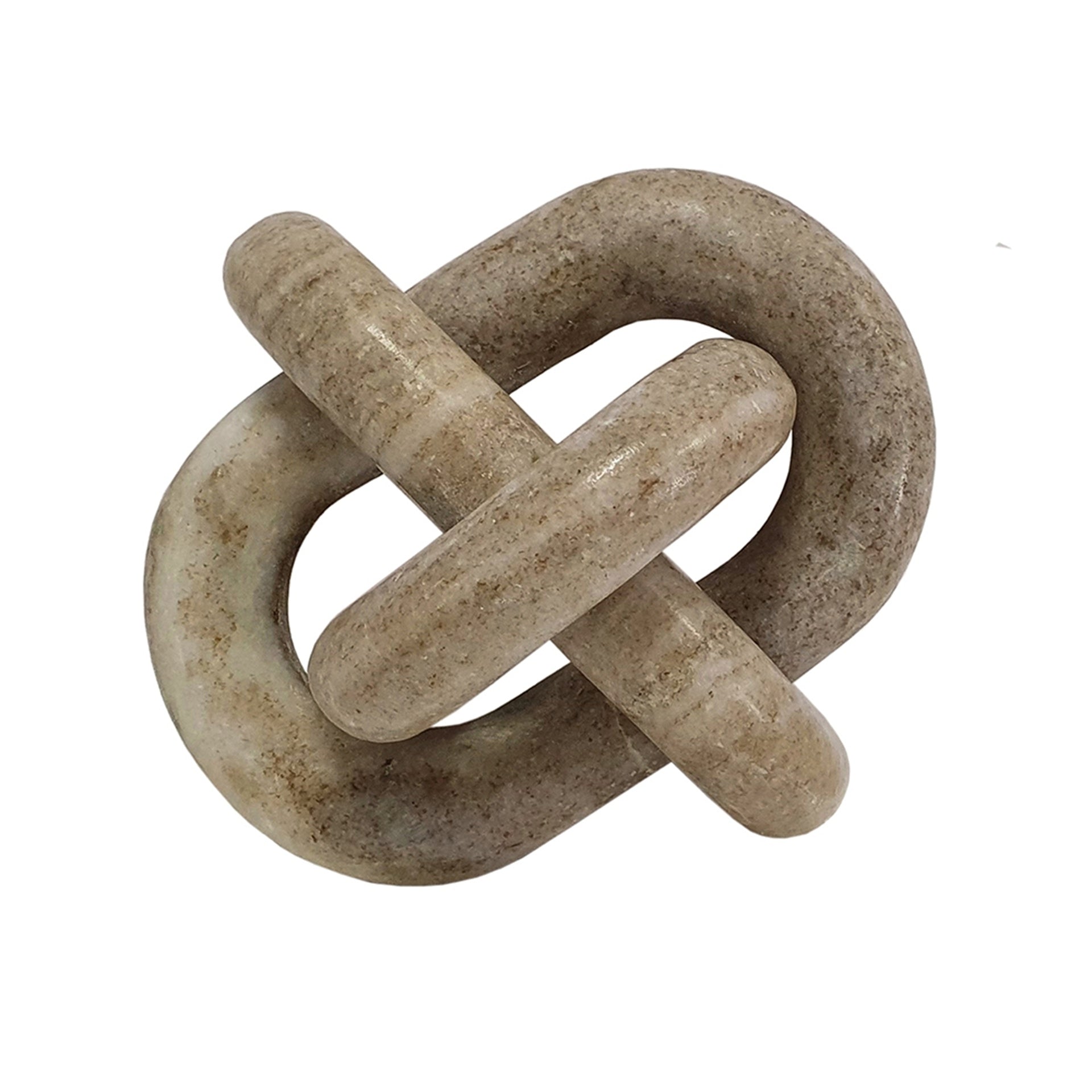6x6x6" Decorative Marble Chain Sculpture, Cream