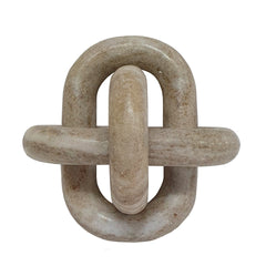 6x6x6" Decorative Marble Chain Sculpture, Cream