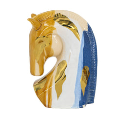 7.2x4.1x10.6" Ceramic Horse Head Sculpture with Abstract Multicolored Finish