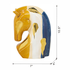 7.2x4.1x10.6" Ceramic Horse Head Sculpture with Abstract Multicolored Finish