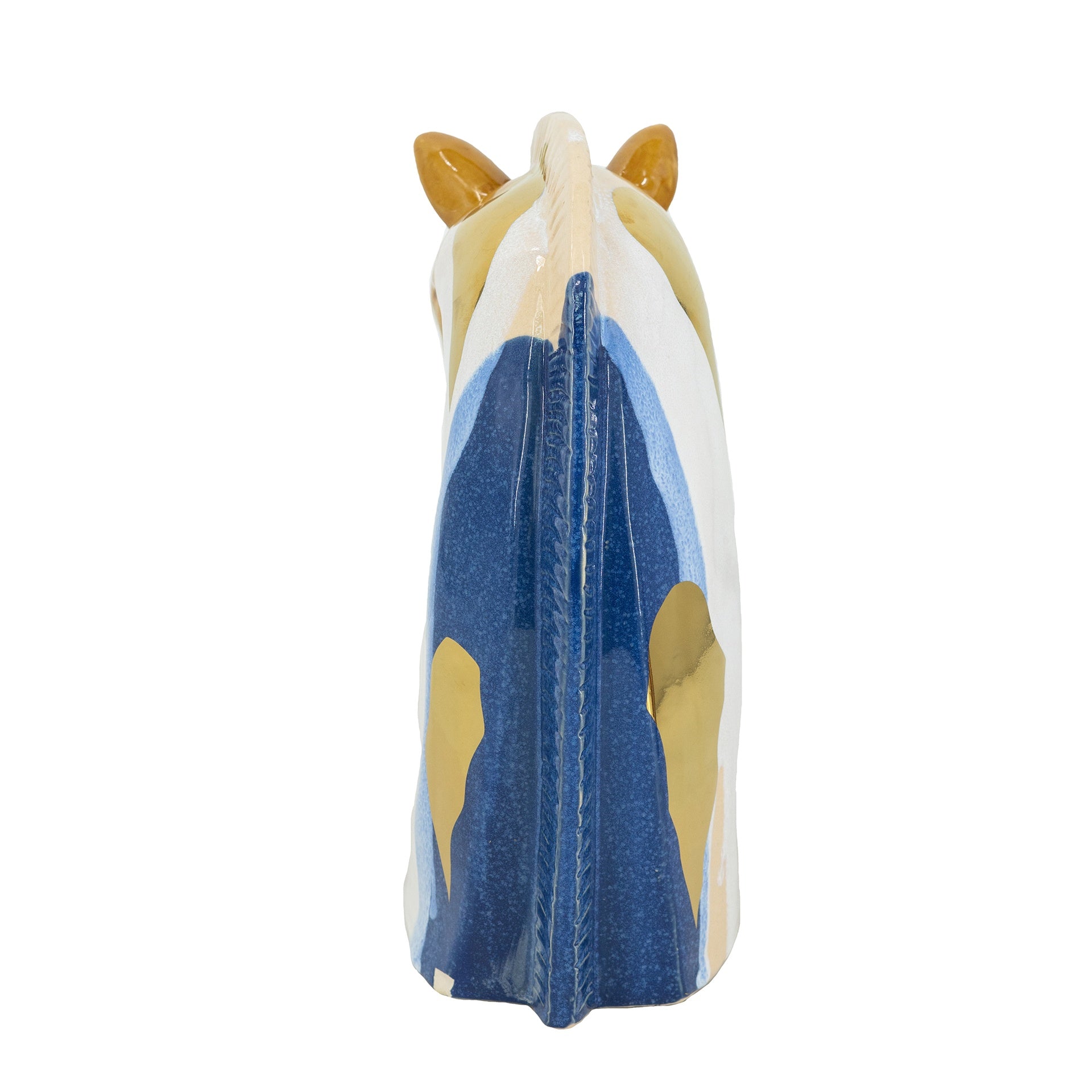 7.2x4.1x10.6" Ceramic Horse Head Sculpture with Abstract Multicolored Finish
