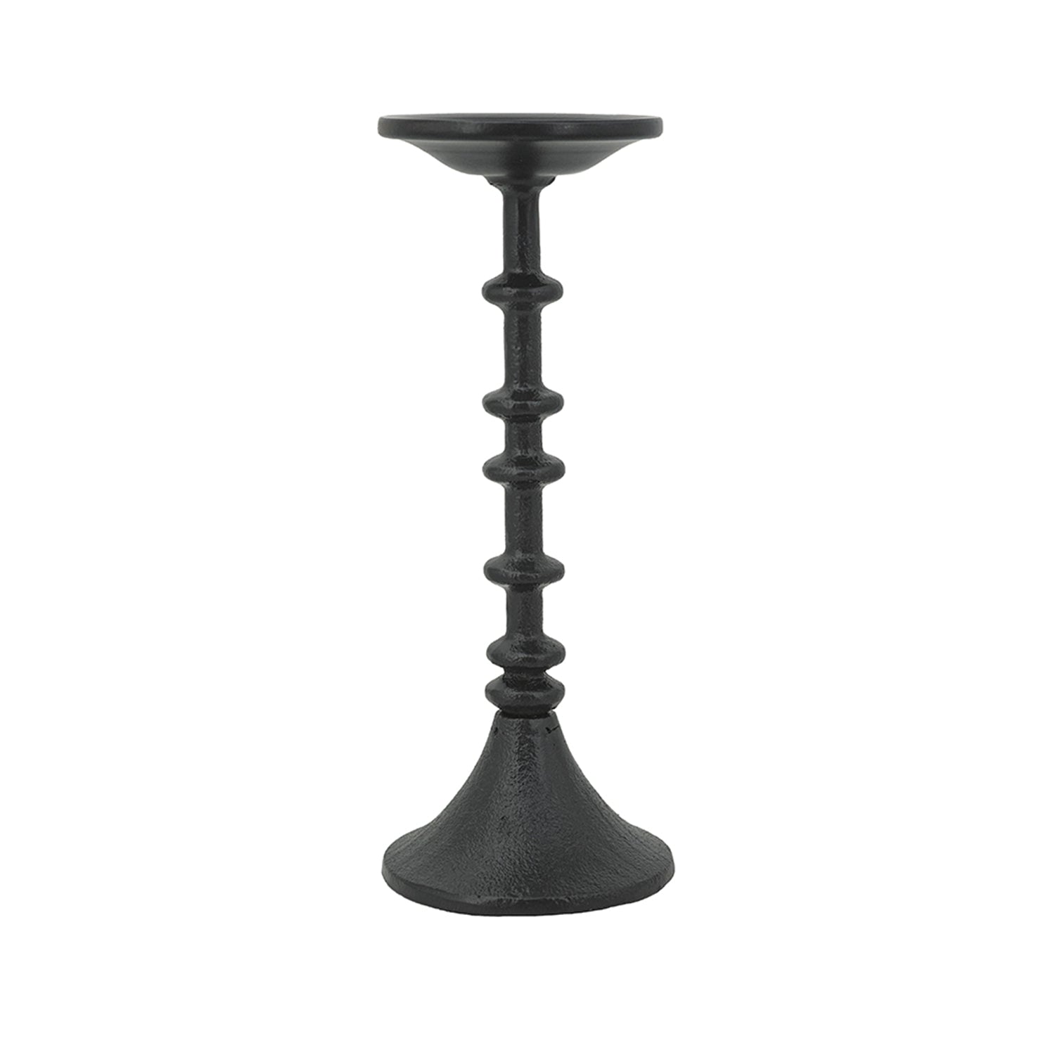 D4x11" Decorative Black Iron Candle Holder with Spindle Design