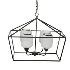 26x26x21.9" Iron Chandelier, Sleek Industrial Style Hanging Light Fixture for Kitchen Dining Room Foyer Entryway, Bulb Not Included