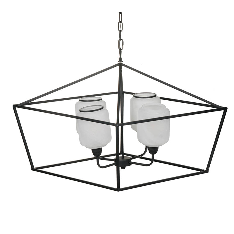 26x26x21.9" Iron Chandelier, Sleek Industrial Style Hanging Light Fixture for Kitchen Dining Room Foyer Entryway, Bulb Not Included
