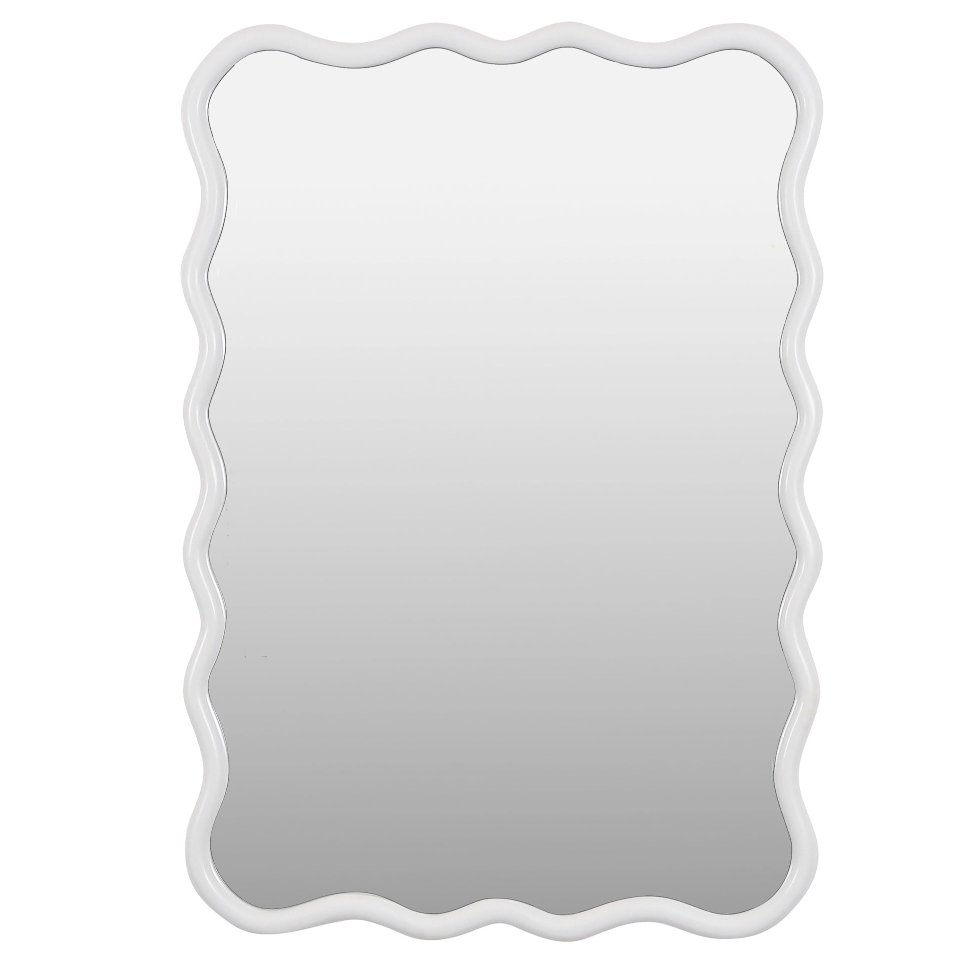 Solid Wood Wavy Rectangle  Mirror-Natural-Wood   40" x 28" Modern Mirror Wall Decor for Bathroom, Bedroom, Living Room, Dining Room, Cloakroom, Entryway