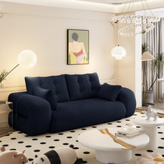 Human Dog Bed, Lazy Sofa Couch, 78.7" Multi-Functional Foldable Sofa Bed, 3-in-1 Teddy Fabric Foam-Filled Sleeper Sofa Bed for Living Room,Guest Bed,Playroom,Dark blue