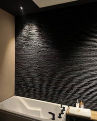 3D Faux Stone Wall Panels, 4 PCS PU Wainscoting Panel for Interior Wall Decor, Flame-resistant & Lightweight & Waterproof,for TV Wall, Office, Living Room, 47.24" × 23.62"(Flowing Stone)(Carbon Black)