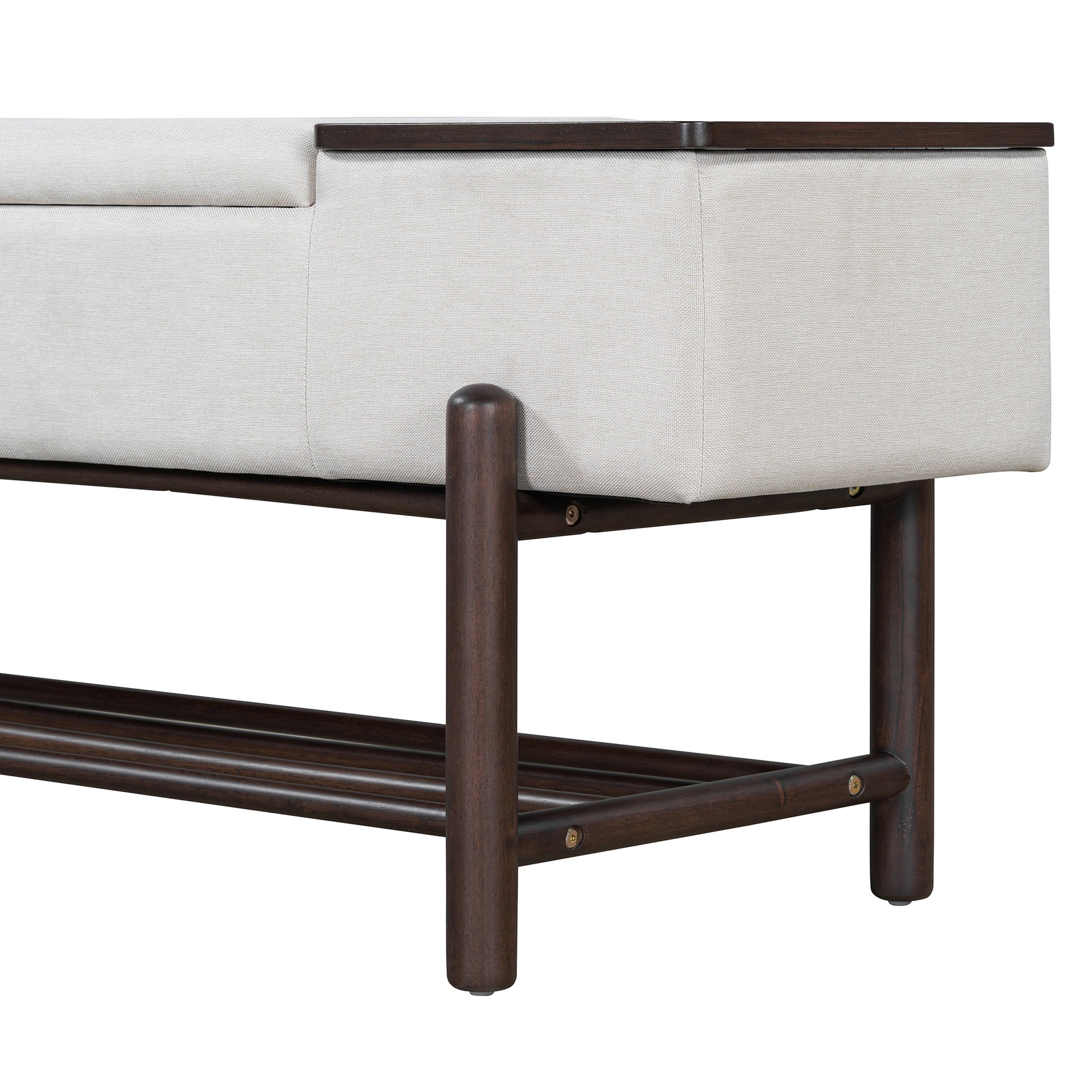 TREXM Farmhouse Upholstered Storage Bench with Hidden Compartment, Modern Entryway Bench for Living Room, Entryway, and Hallways (Espresso)