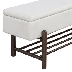 TREXM Farmhouse Upholstered Storage Bench with Hidden Compartment, Modern Entryway Bench for Living Room, Entryway, and Hallways (Espresso)