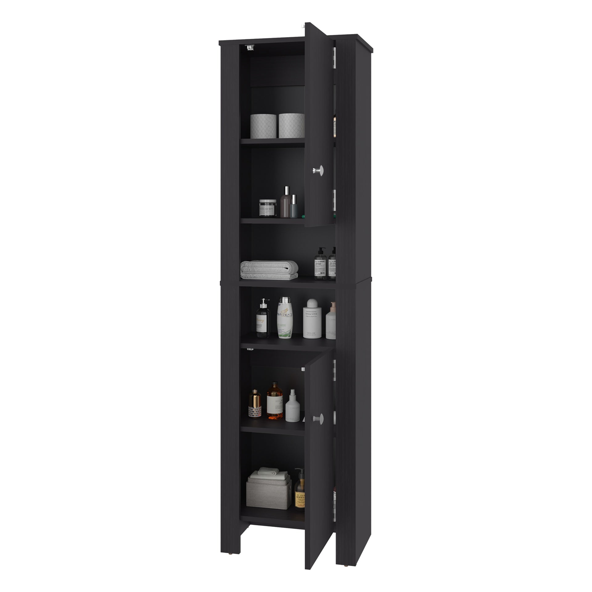 FM FURNITURE  Catalina Tall Stylish Cabinet, Bathroom Organizer with Closed Compartments and Daily Use Areas, Wenge