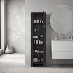 FM FURNITURE  Catalina Tall Stylish Cabinet, Bathroom Organizer with Closed Compartments and Daily Use Areas, Wenge
