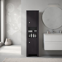 FM FURNITURE  Catalina Tall Stylish Cabinet, Bathroom Organizer with Closed Compartments and Daily Use Areas, Wenge