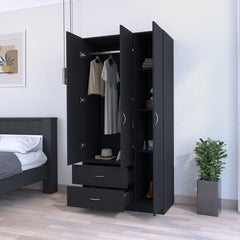 Eureka Three Door Armoire, Two Drawers, Rod