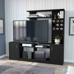 Vibrant Entertainment Center For TV´s up 78", Double Doors Cabinet, Storage Spaces, Six External Shelves