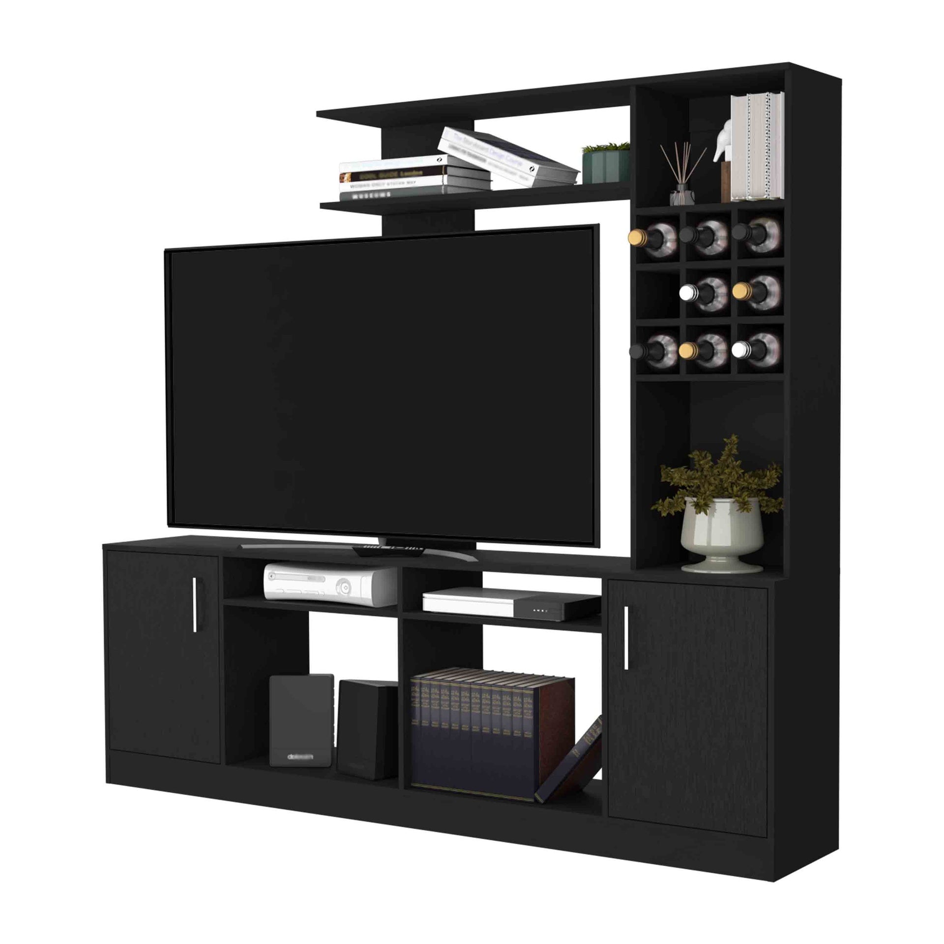 Vibrant Entertainment Center For TV´s up 78", Double Doors Cabinet, Storage Spaces, Six External Shelves
