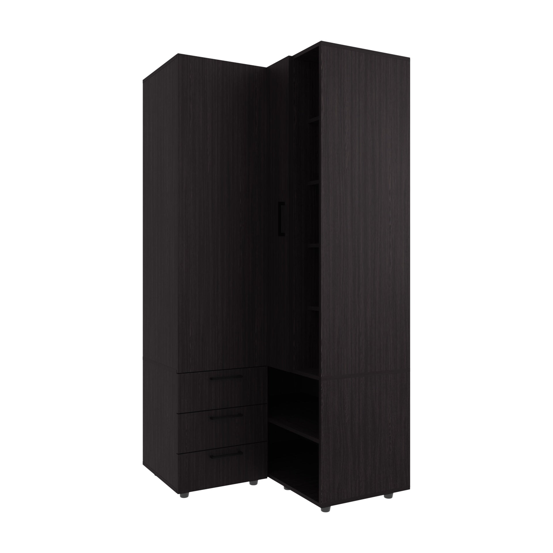 FM FURNITURE Thatcher Armoire- wardrobe, shoe storage, Open Storage and 2 - drawer, Wenge