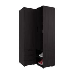 FM FURNITURE Thatcher Armoire- wardrobe, shoe storage, Open Storage and 2 - drawer, Wenge