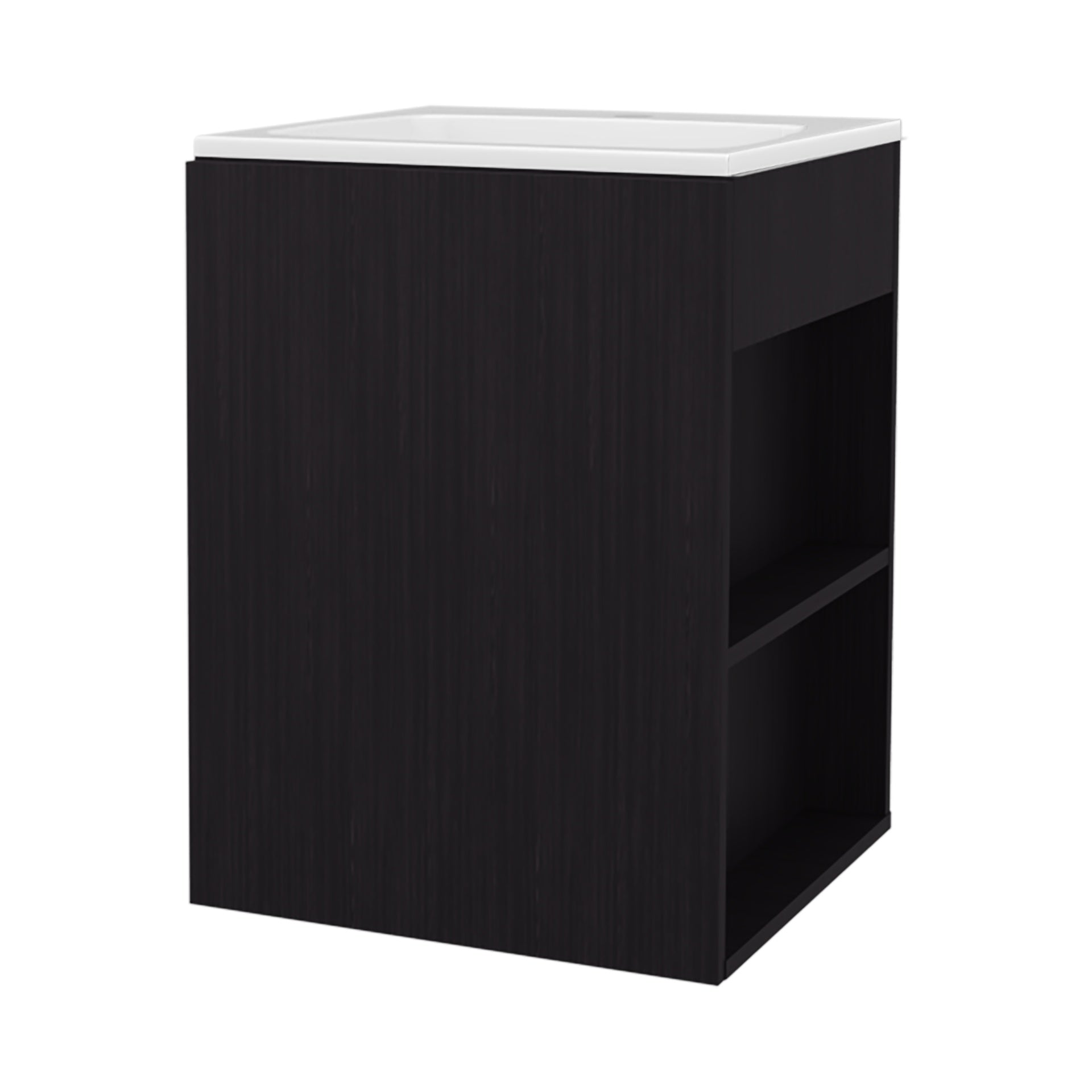 Siena Compact Vanity Cabinet, Single Door, Two Open Side Shelves, Space-Saving Design, Melamine,Bathroom Storage Unit