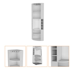 Clifton Corner Bar Cabinet, with 5 shelves, Cup Hanger and Eight Built-in Wine Rack
