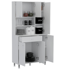 Venice 90 Pantry Cabinet, Multiple Cabinets, One Drawer, Two Open Shelves