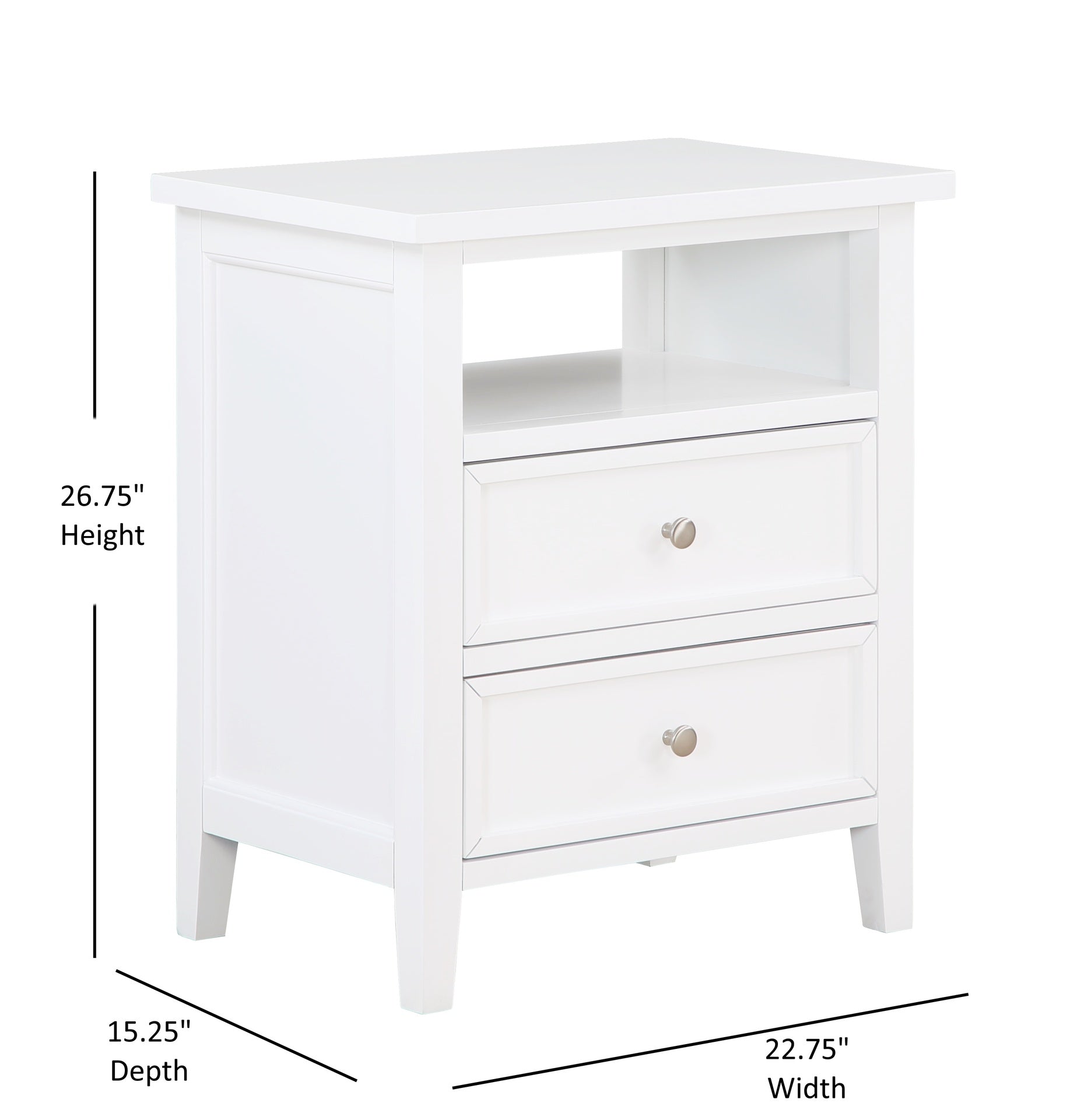Weston White 2 Drawer Nightstand