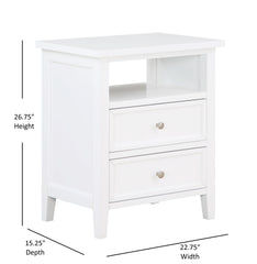 Weston White 2 Drawer Nightstand