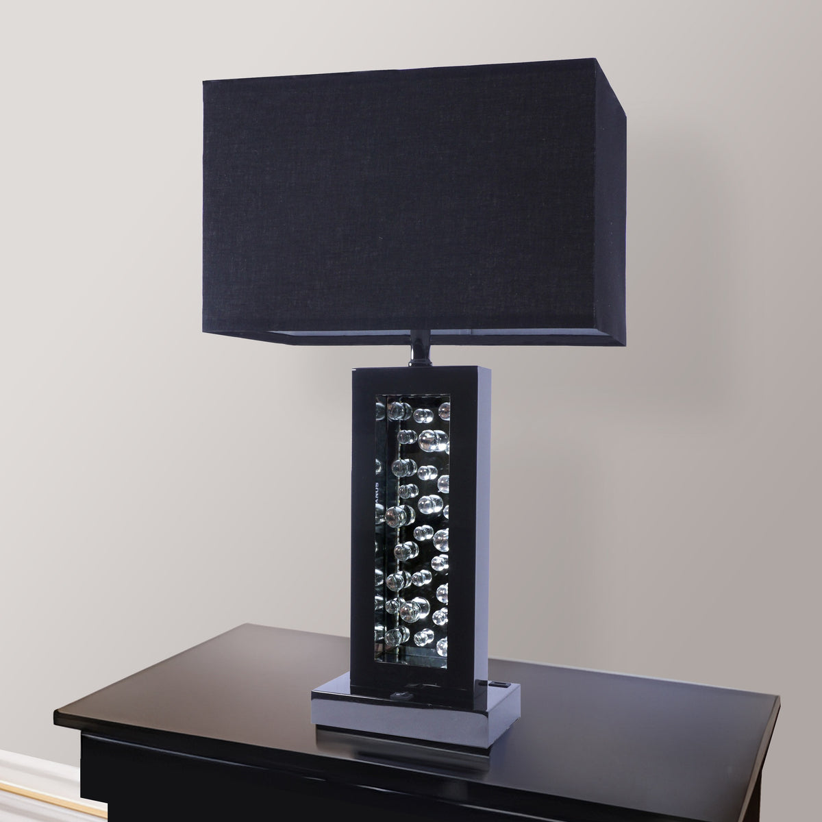 Modern Unique Glass Bubble Column Clean Rectangular Shade 1pc Lamp Ambient Glow Black Nickel LED