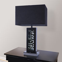 Modern Unique Glass Bubble Column Clean Rectangular Shade 1pc Lamp Ambient Glow Black Nickel LED