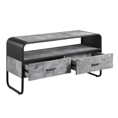 Modern Sleek Design Black Finish TV Stand with Shelf Storage Drawers Frame Concrete Gray Luxury Living Room Furniture 1pc