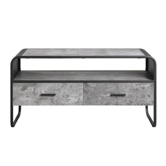 Modern Sleek Design Black Finish TV Stand with Shelf Storage Drawers Frame Concrete Gray Luxury Living Room Furniture 1pc