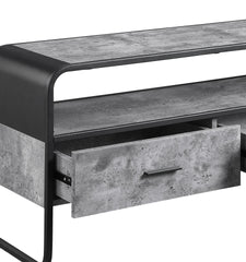 Modern Sleek Design Black Finish TV Stand with Shelf Storage Drawers Frame Concrete Gray Luxury Living Room Furniture 1pc
