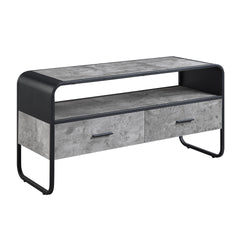 Modern Sleek Design Black Finish TV Stand with Shelf Storage Drawers Frame Concrete Gray Luxury Living Room Furniture 1pc