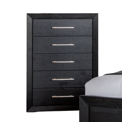1pc Chest 5-English Dovetail Drawer Black Finish Contemporary Style Chrome Legs Bedroom Furniture