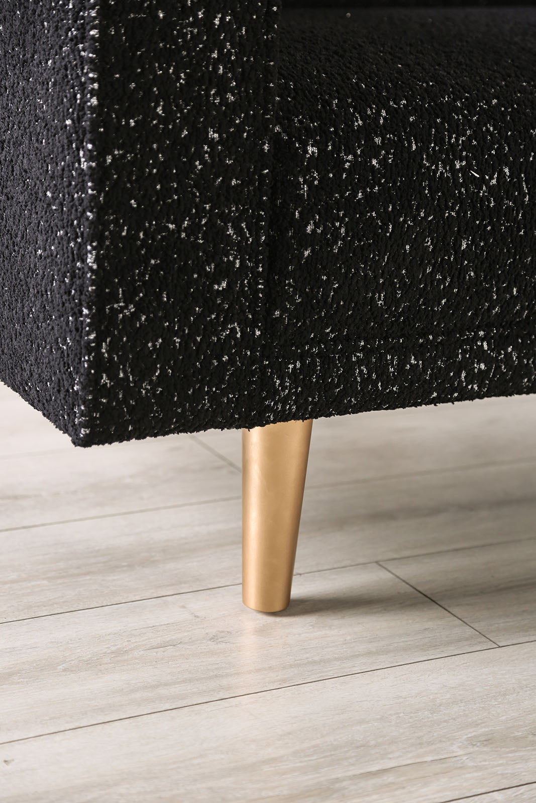 Contemporary Style Chair High Density Foam Track Arms Wooden Legs Welt Trim Black Finish
