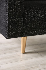 Contemporary Style Chair High Density Foam Track Arms Wooden Legs Welt Trim Black Finish