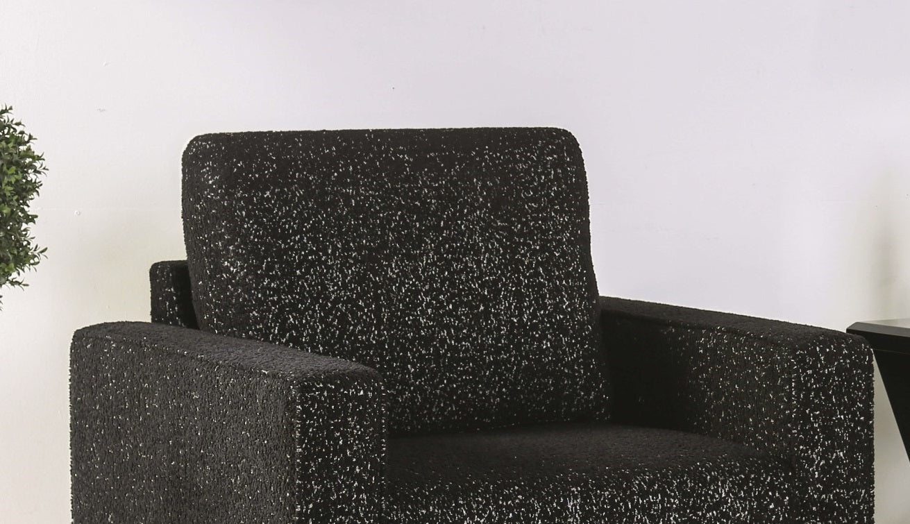 Contemporary Style Chair High Density Foam Track Arms Wooden Legs Welt Trim Black Finish