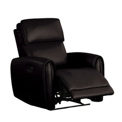 Black Finish Power Recliner USB Ports Contour Arms Flange Trim Contemporary Style Primary Living Room