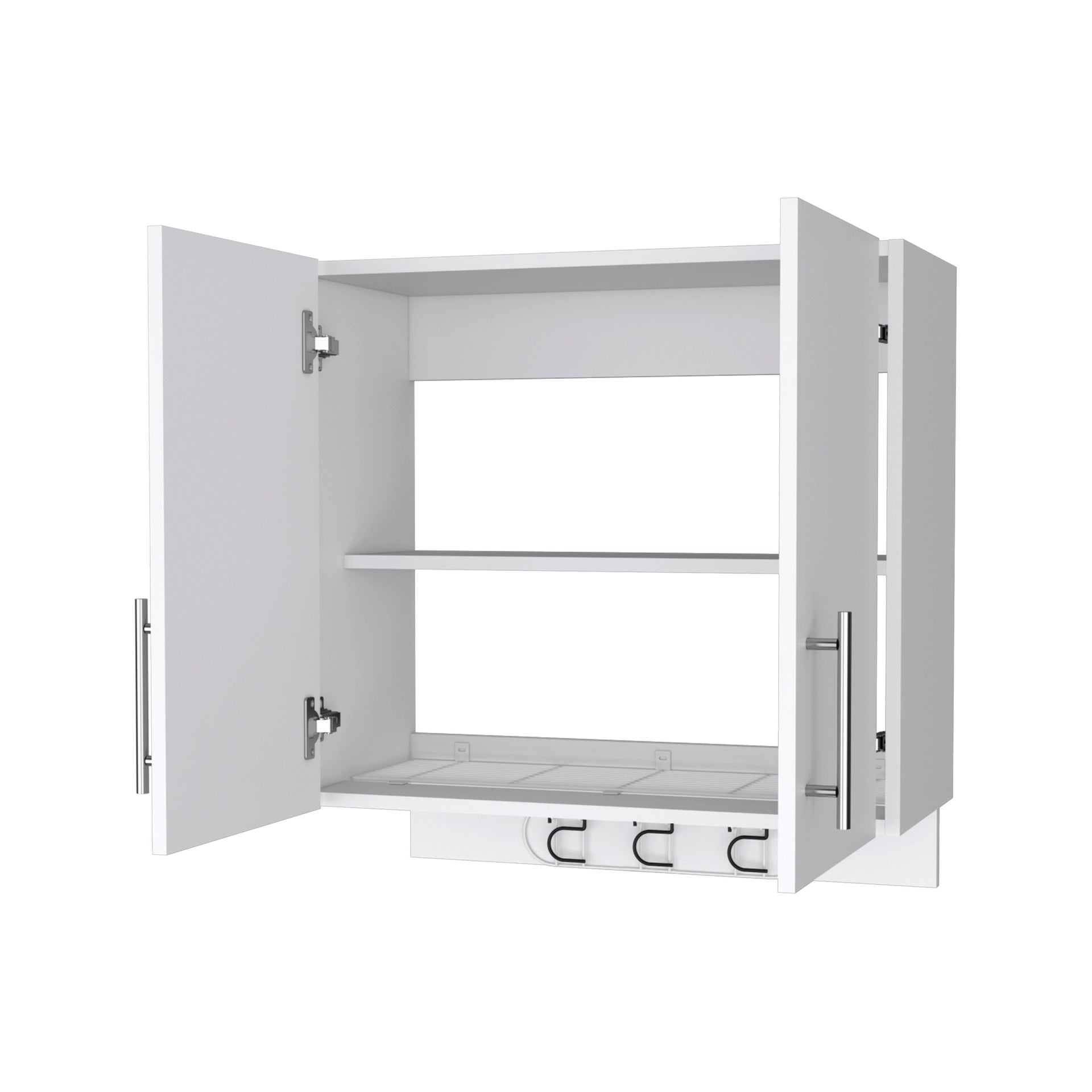 Carmelita 2-Door 2-Shelf Wall Storage Cabinet with Hangers White