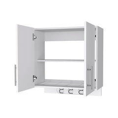 Carmelita 2-Door 2-Shelf Wall Storage Cabinet with Hangers White