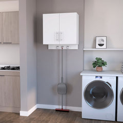 Carmelita 2-Door 2-Shelf Wall Storage Cabinet with Hangers White
