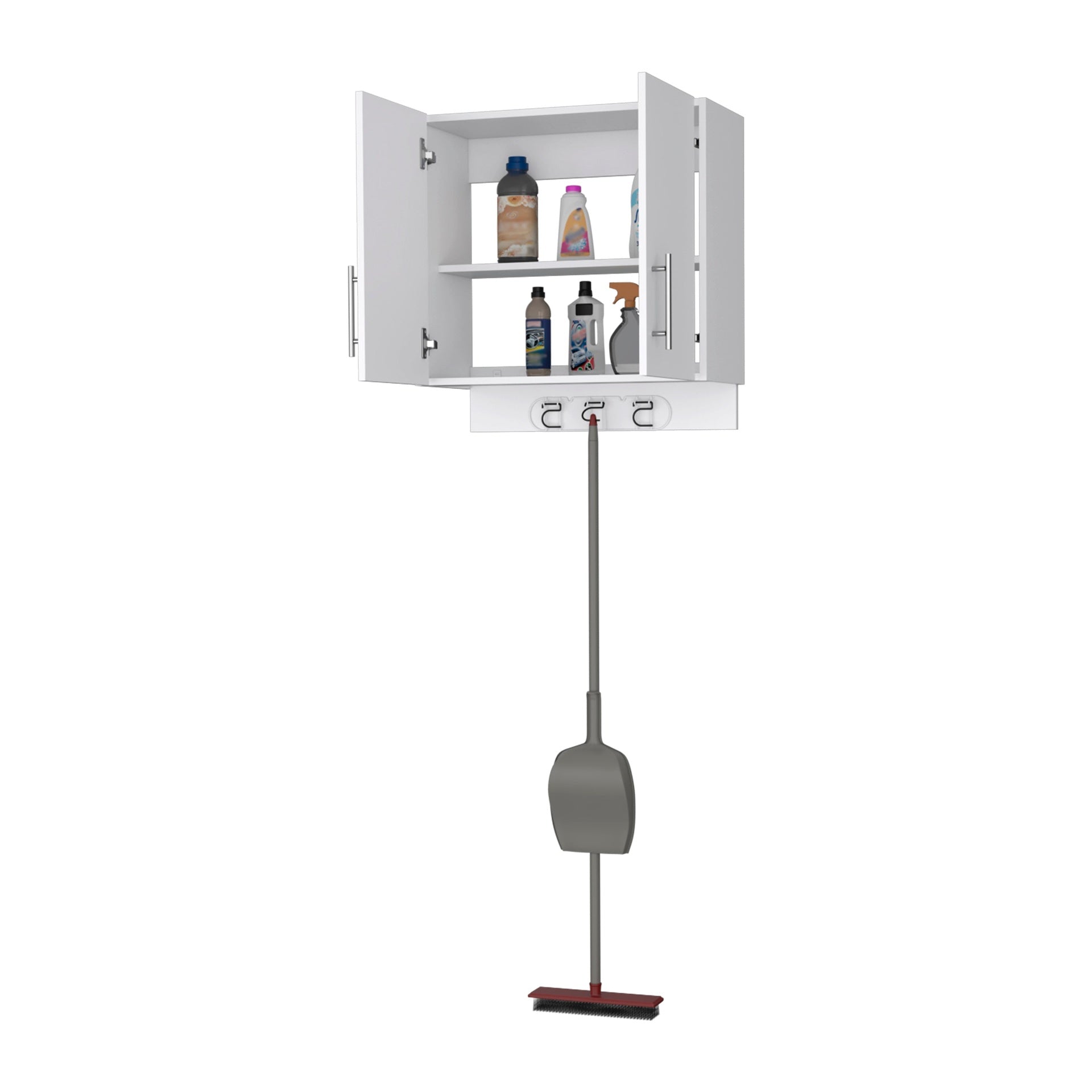Carmelita 2-Door 2-Shelf Wall Storage Cabinet with Hangers White