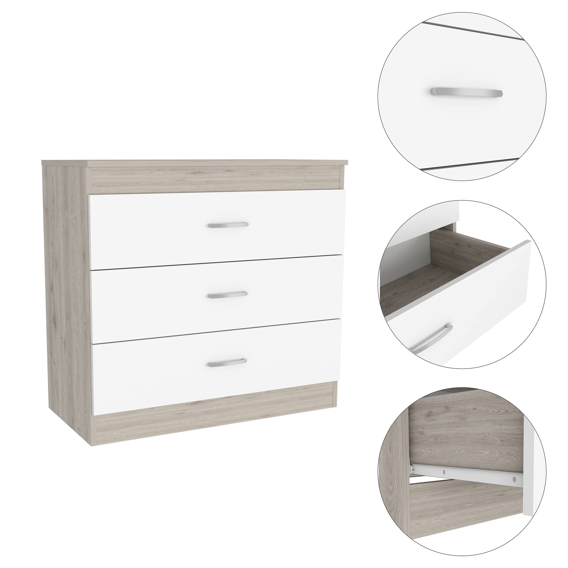 Bethage 3-Drawer Dresser White